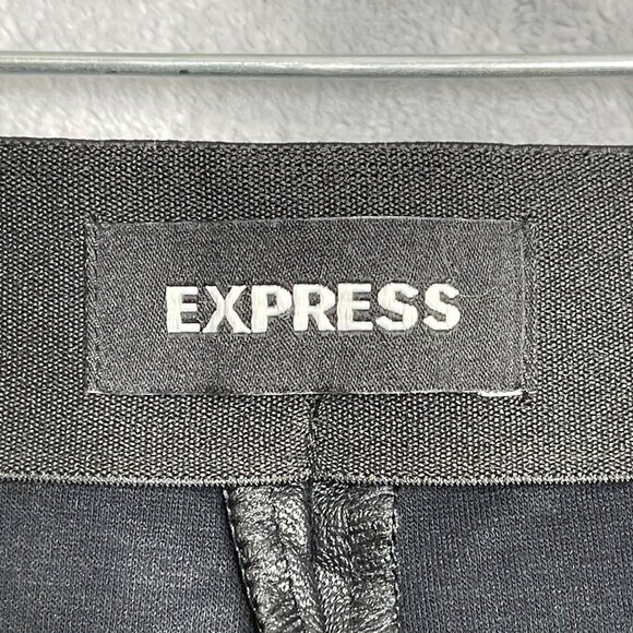 New Express Pants Black Womens 12 High Waisted Faux Leather Pleated‎ Vegan - Picture 5 of 12